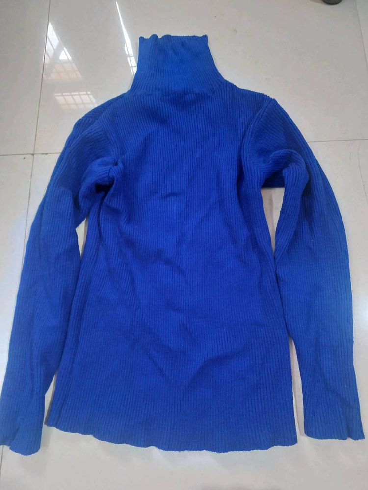 Blue Turtleneck Sweater