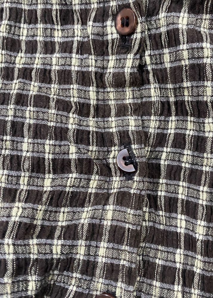 Vintage Plaid Button-Down Top