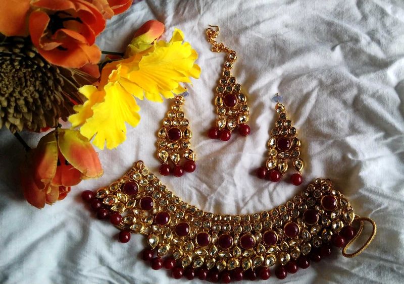 Elegant Red &amp; Gold Jewelry Set