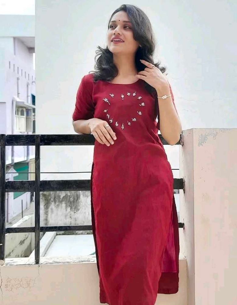 Maroon Beautiful Worked Kurti