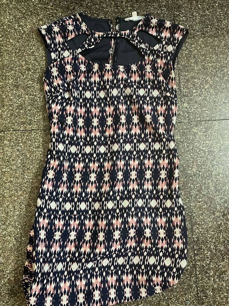 Patterned Cutout Mini Dress
