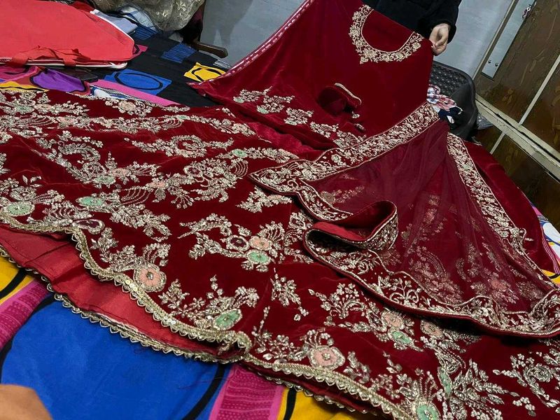 red dabka work grara