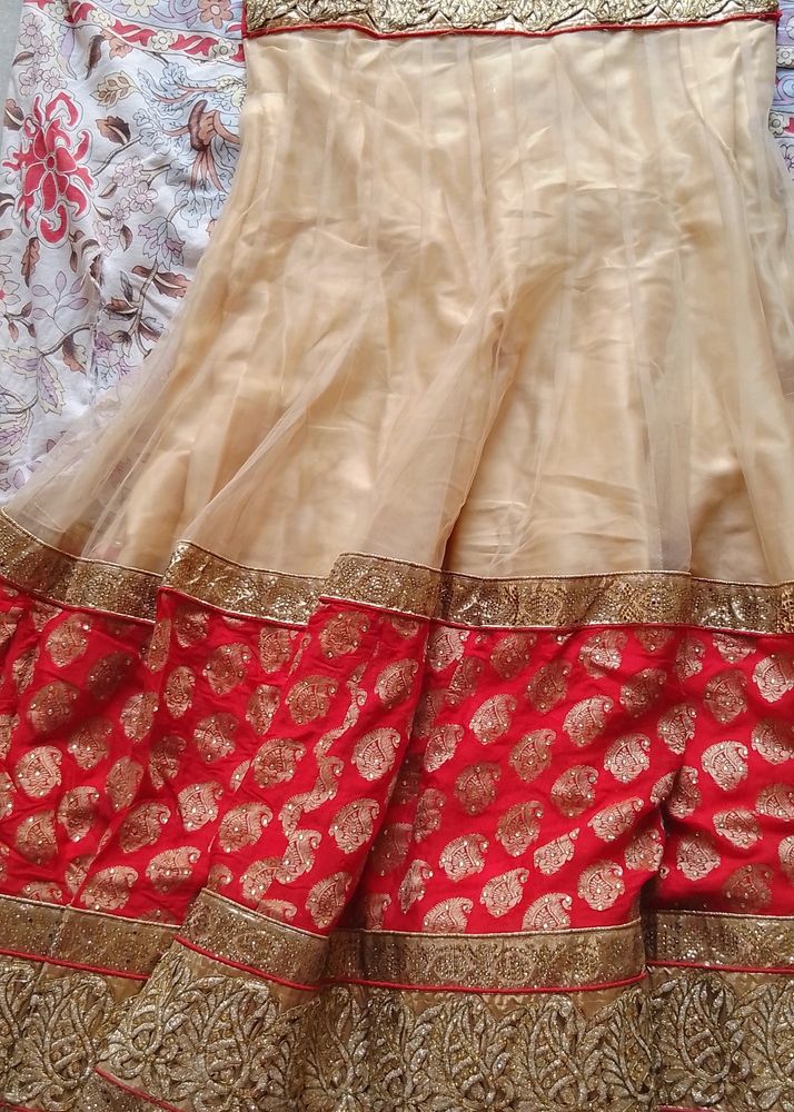 Red &amp; Cream Lehenga