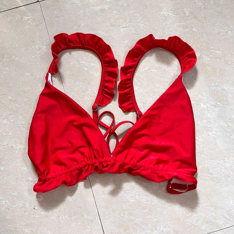 Hot Cute Red Tie Up Bikini Top