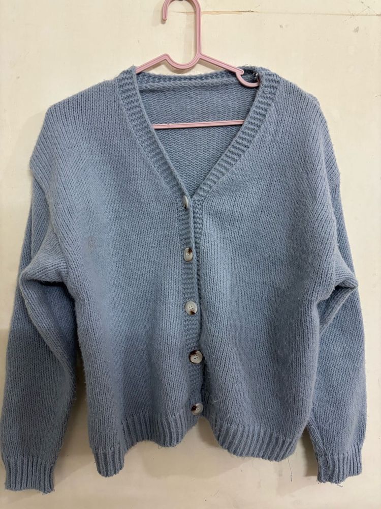 Blue Knit Cardigan