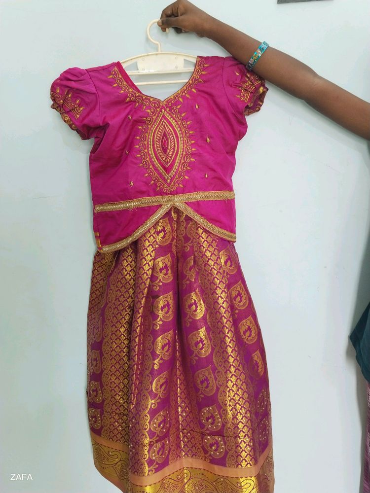 Girl Semi Silk Skirt N Blouse