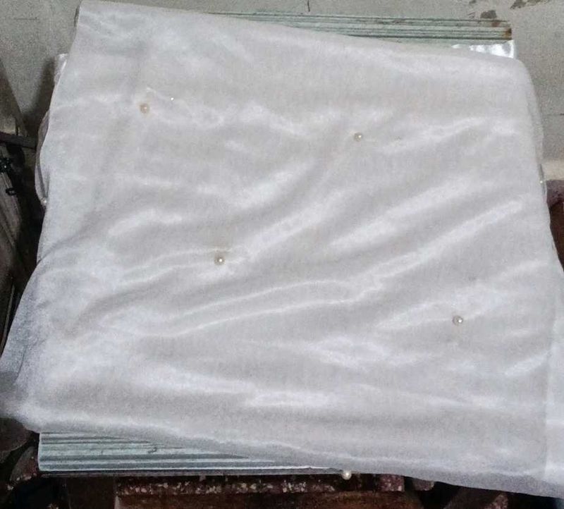 White Dupatta with pearls