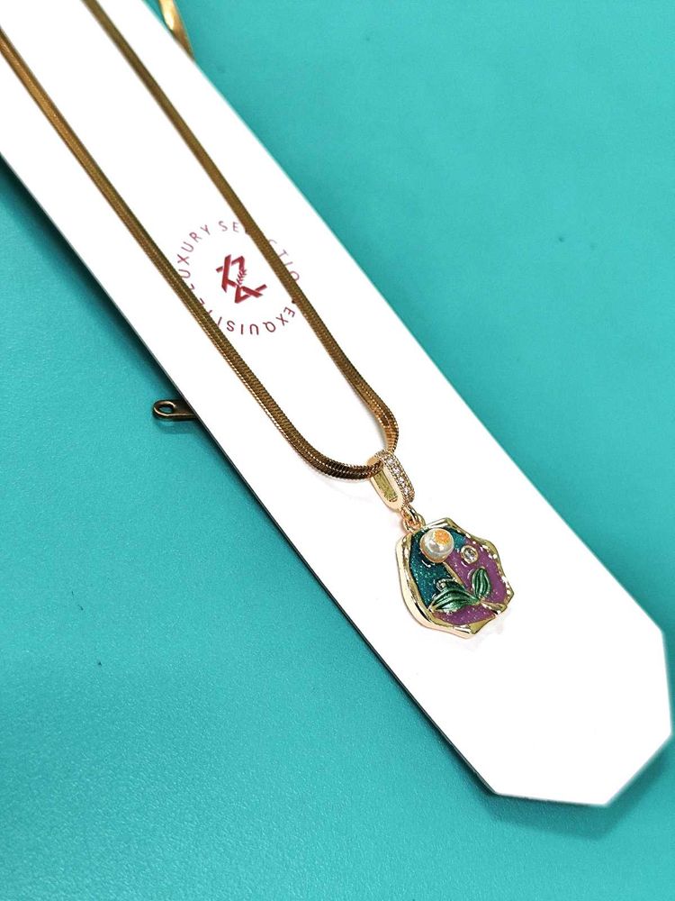 Enamel Pendant Necklace18KGoldPlated Anti Tarnish