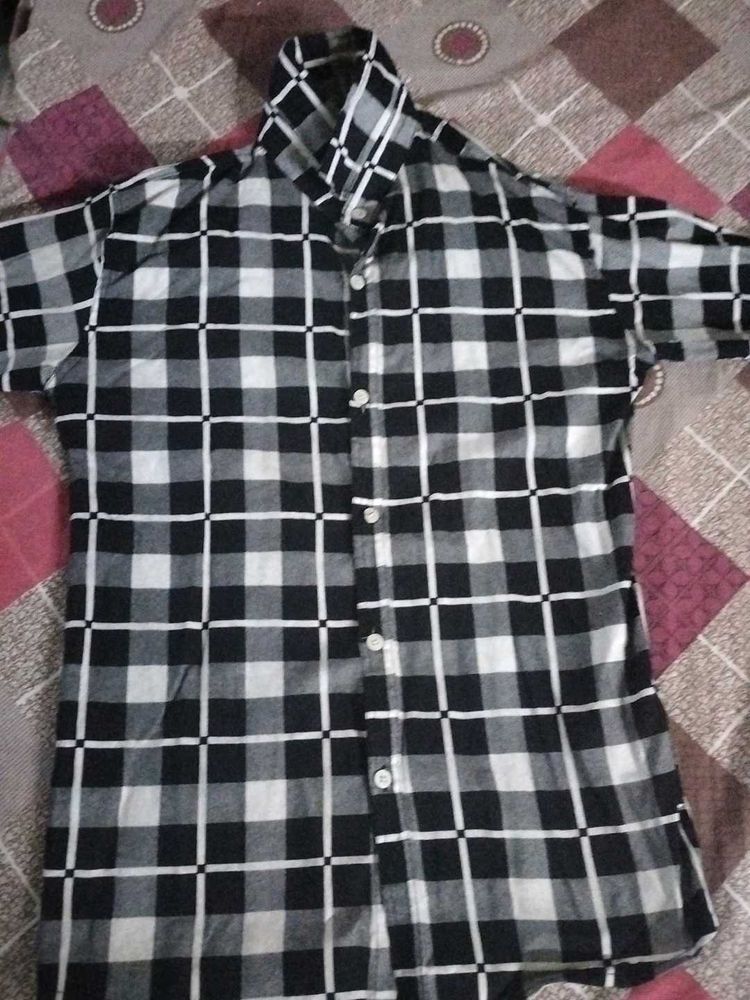 Checked Black &amp; White Shirt