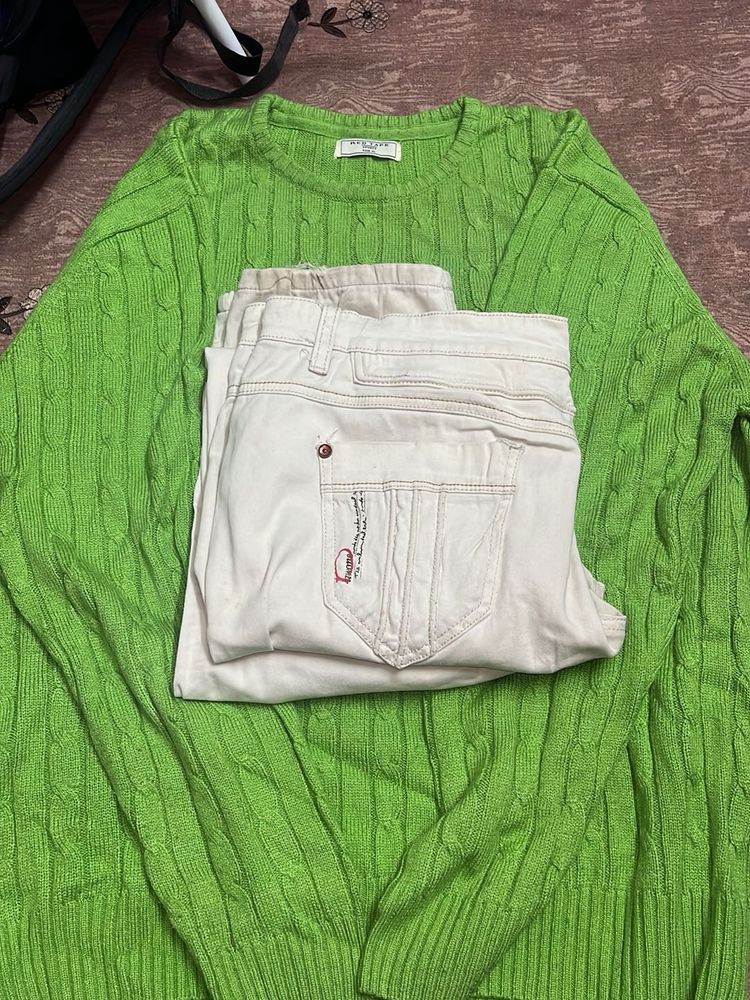 Men pullover sweater  And jeans