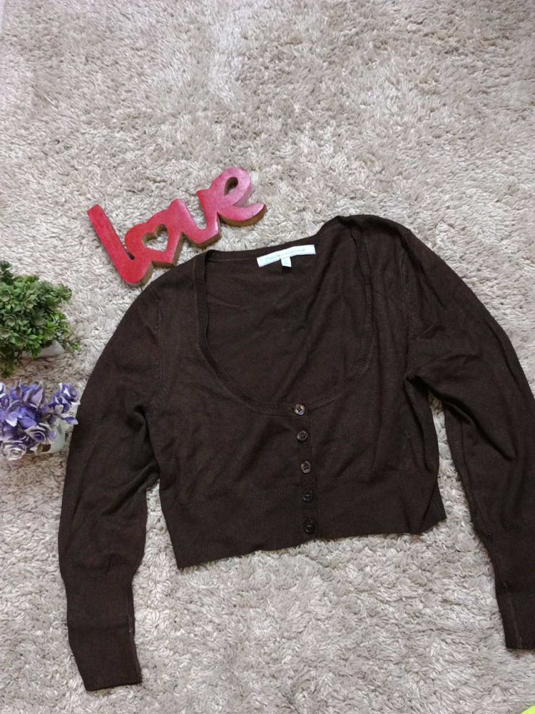 Brown Button-Down Cardigan