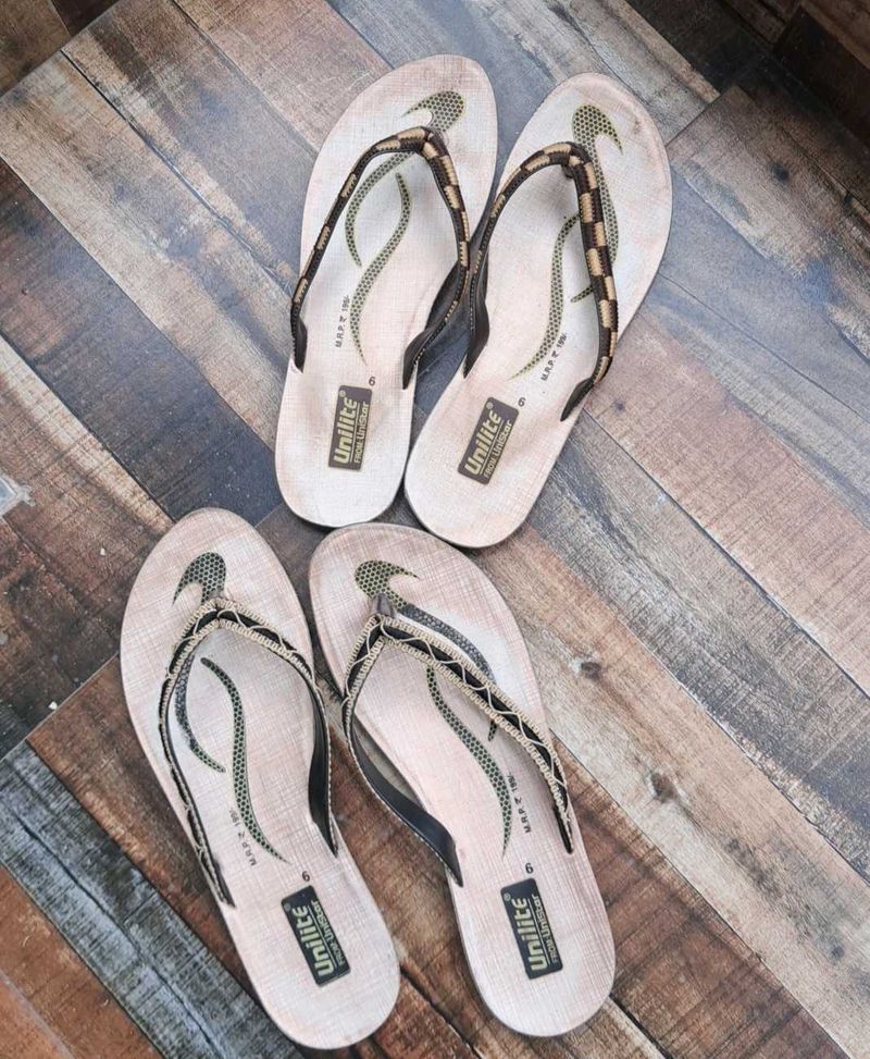 Embroidered Flip Flops (Set Of 2 Pairs)