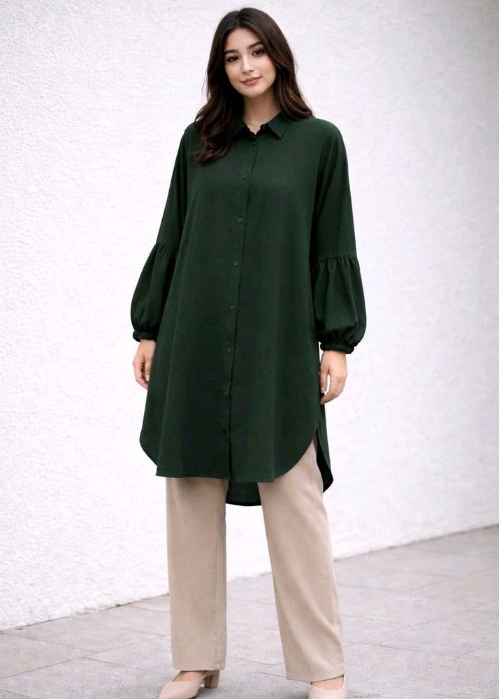 Elegant Dark Green Shirt Dress( UNUSED)