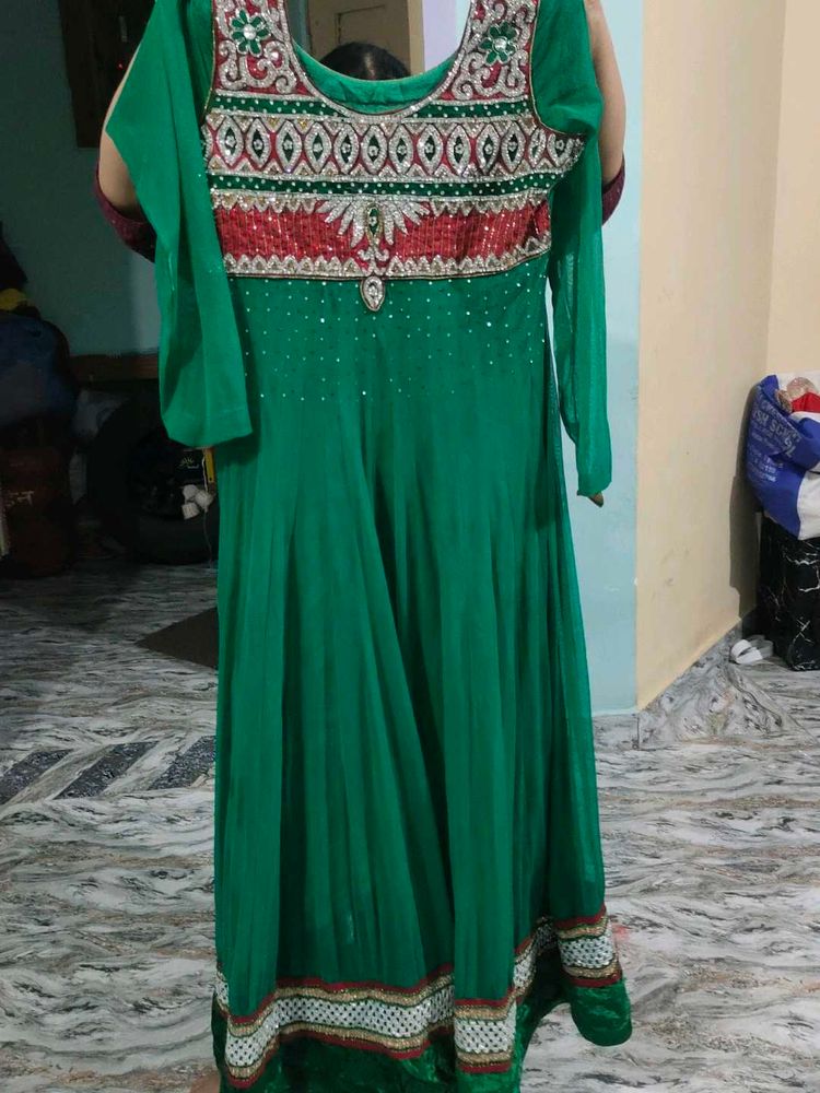 Green Embroidered Kurta Set