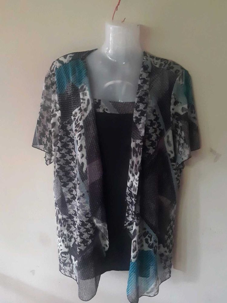 Sheer Printed Cardigan
