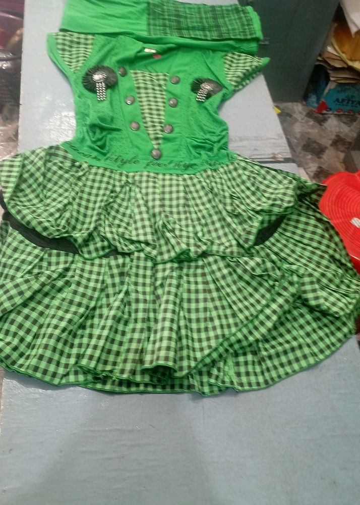 Green Gingham Ruffle Dress