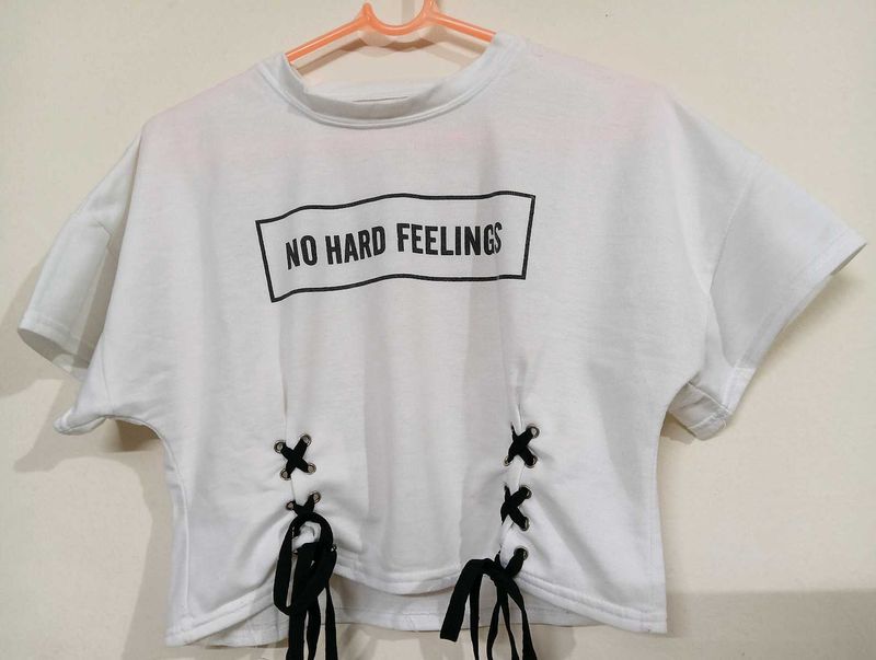 Cute White Graphic Crop Top