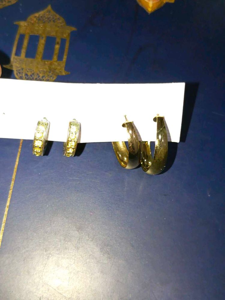 Gold Hoop Earrings Pair Of 2
