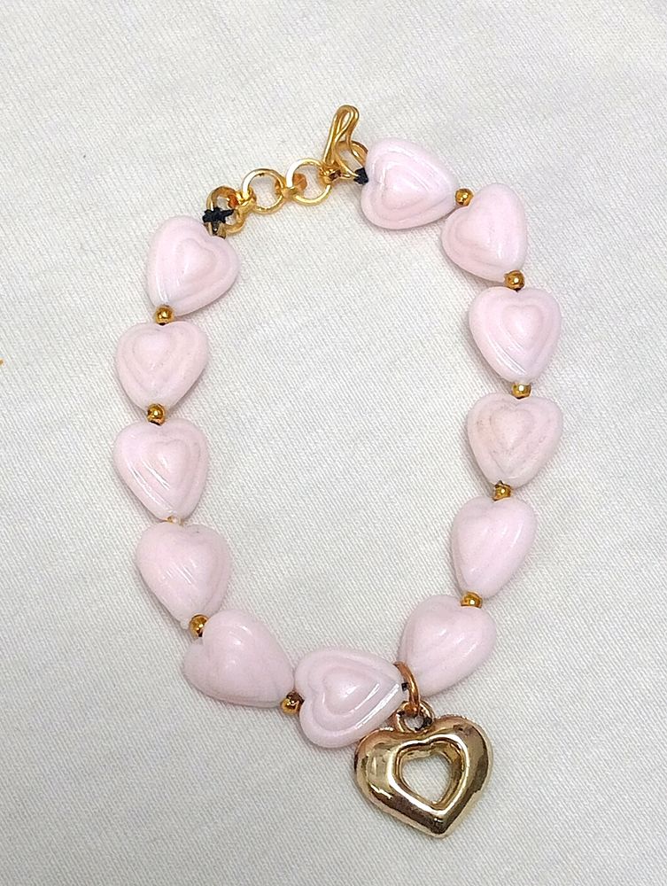 Pink Heart Beaded Bracelet