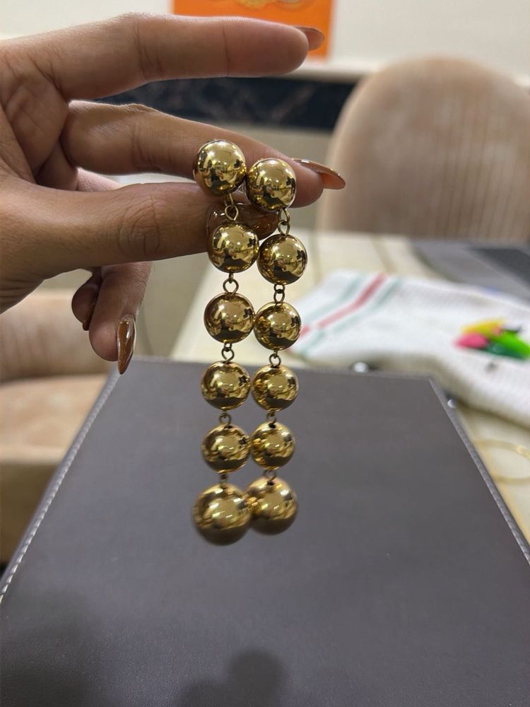 Gold Ball Drop Earrings