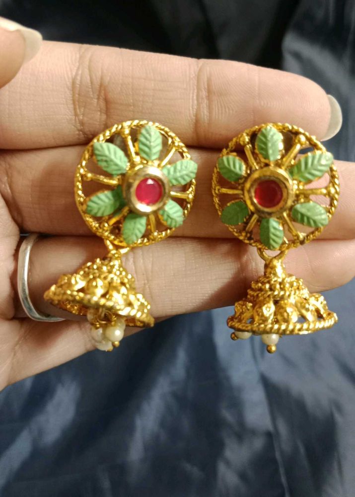 Jhumka Earrings - Gold Tone
