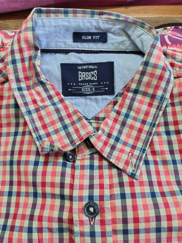 Basics Slim Fit Checkered Shirt - Small