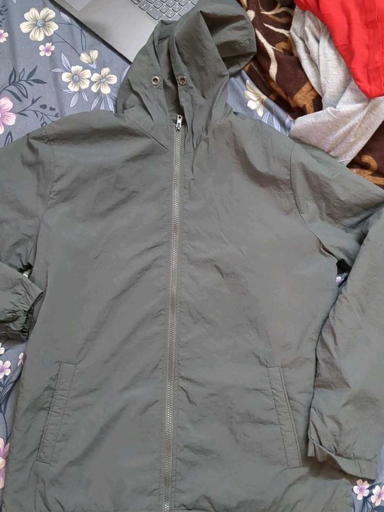 Grey Hooded Jacket Windcheater