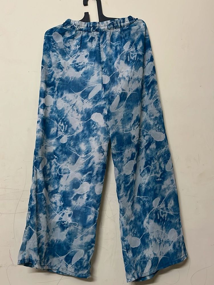 Blue Tie-Dye Palazzo Pants
