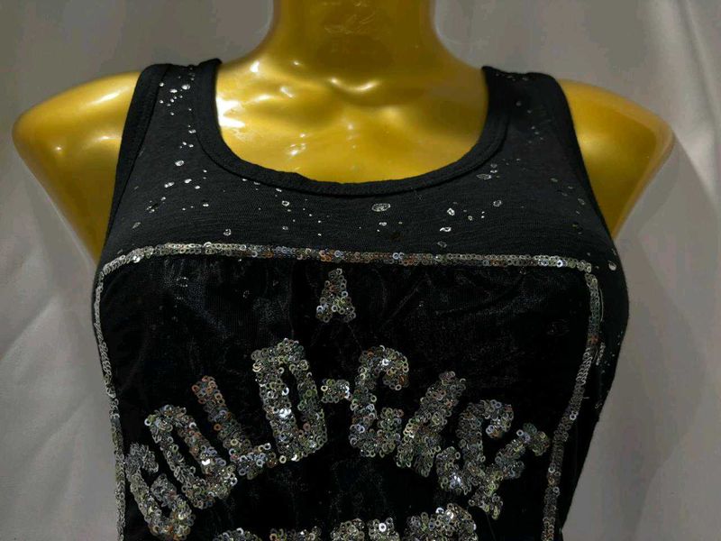 Black Sequin Tank Top