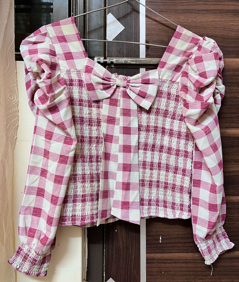 Pink Bow Top ( Very Stretchable)