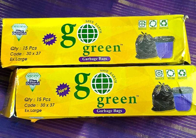 Go Green Jumbo Garbage Bag Roll x 2 - 15 Pcs Each