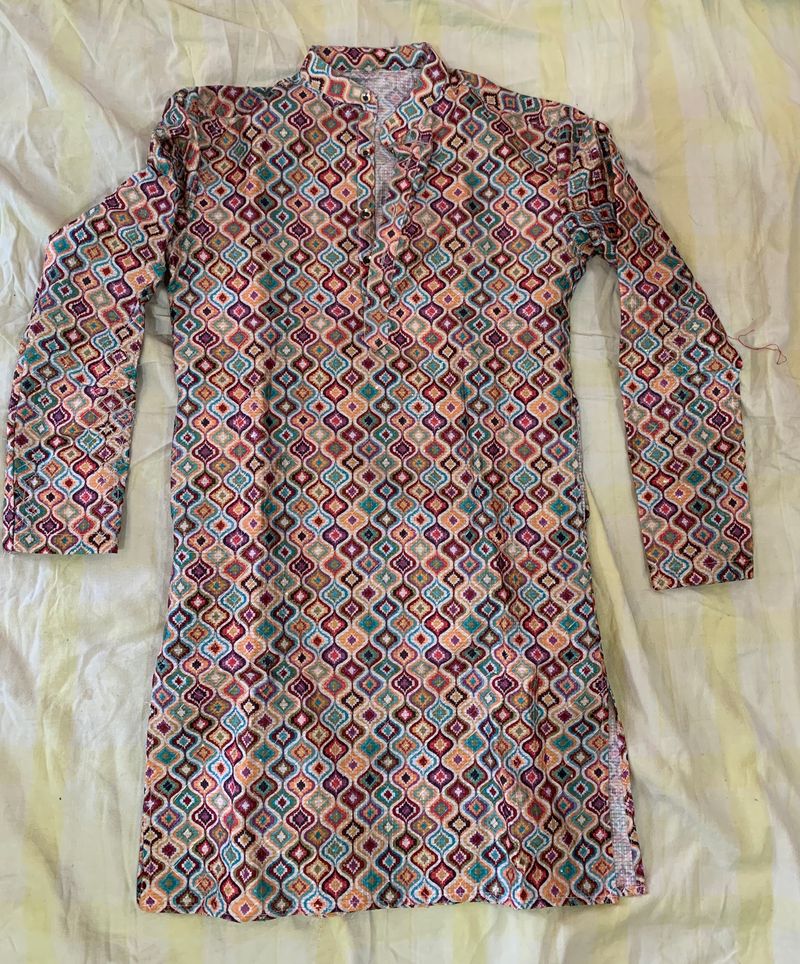 Designer mens kurta, multicolour, small size