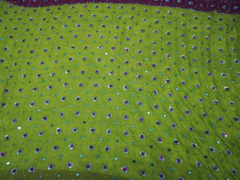 Green Embellished Dress Material