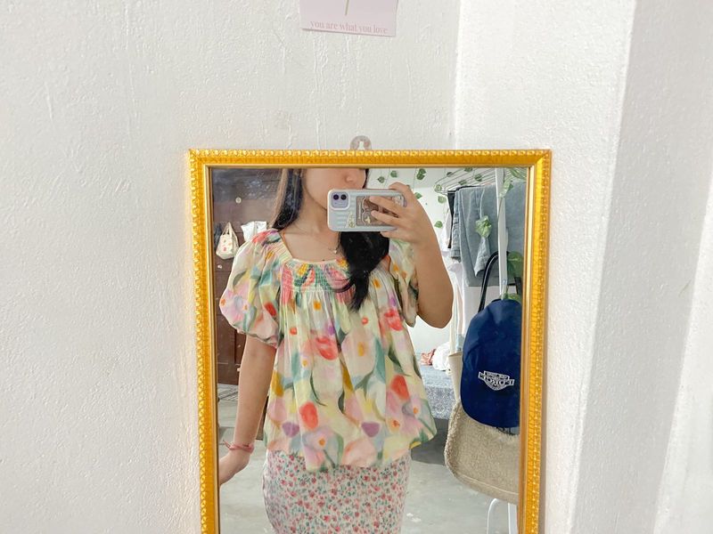SALE:- Floral Smocked Top