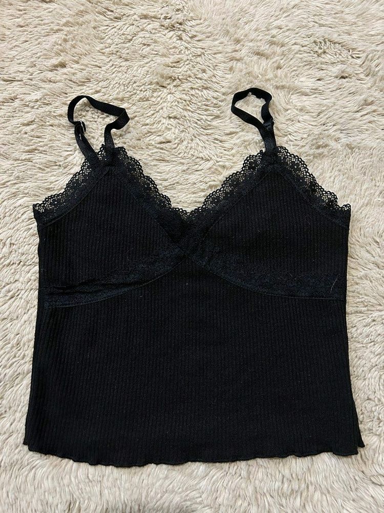 H&amp;M Lace Trimmed Top