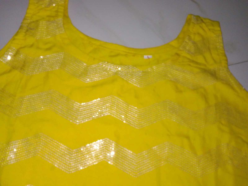 Yellow Sequin Chevron Tank