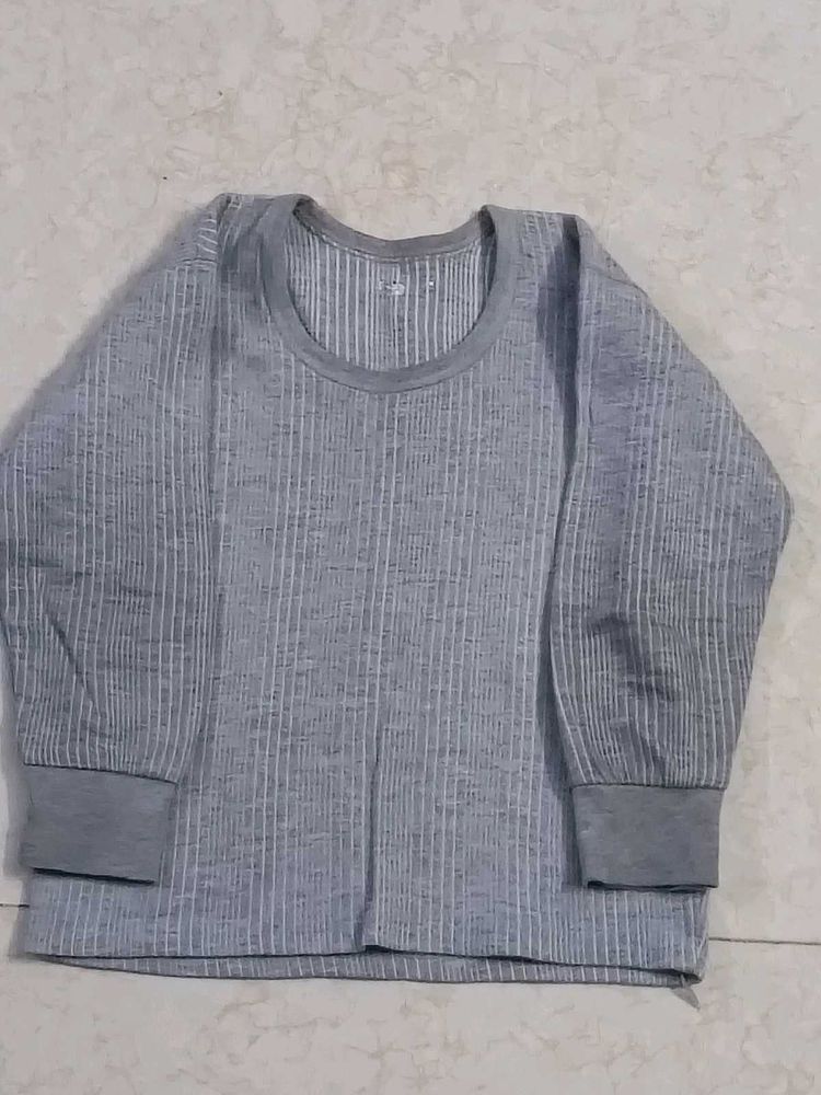 Gray Ribbed Long Sleeve Top