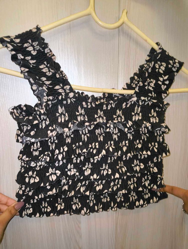 Black Floral Cami Top