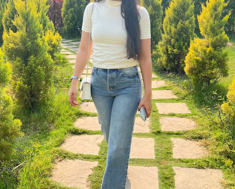 Elegant Fitted High Neck Crop Top
