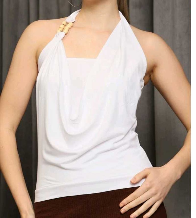 Elegant White Halter Top
