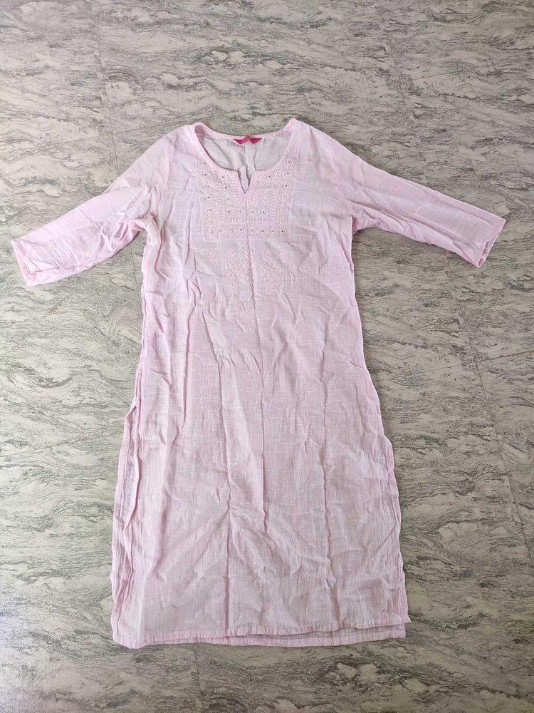 Pink Embroidered Tunic Kurti
