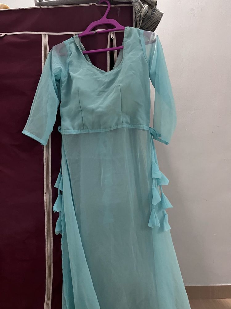Aqua Kurta &amp; Bottom Set