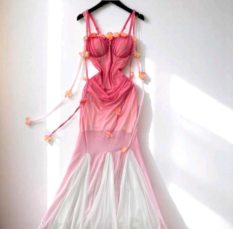 Pink Floral Embellished Dress