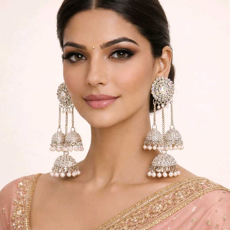 Elegant Silver Jhumka Earrings