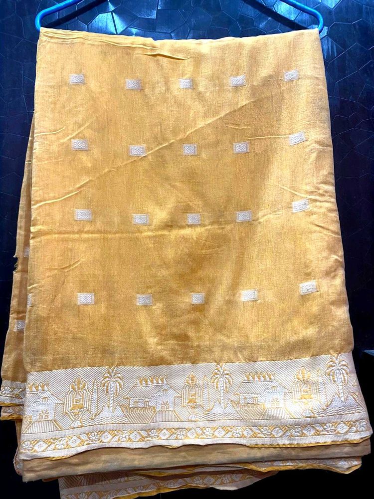 Elegant Yellow Saree 100% Cotton