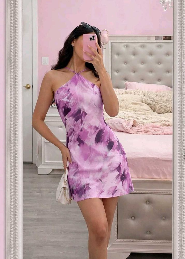 Purple Tie-Dye Mini Dress