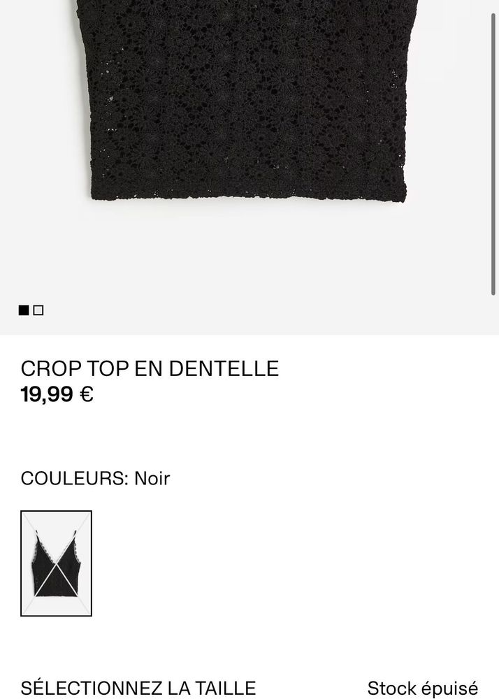 H&amp;M Imported Black Lace Crop Top