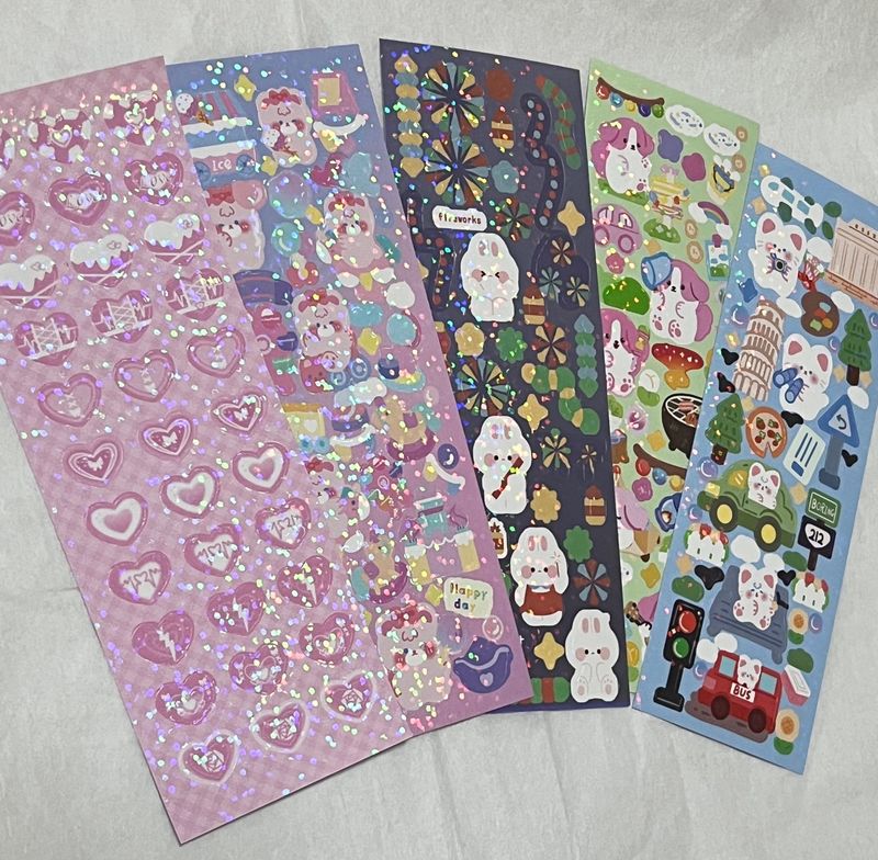 🐰Cute Aesthetic Stickers (Pack Of 5)‧｡⋆