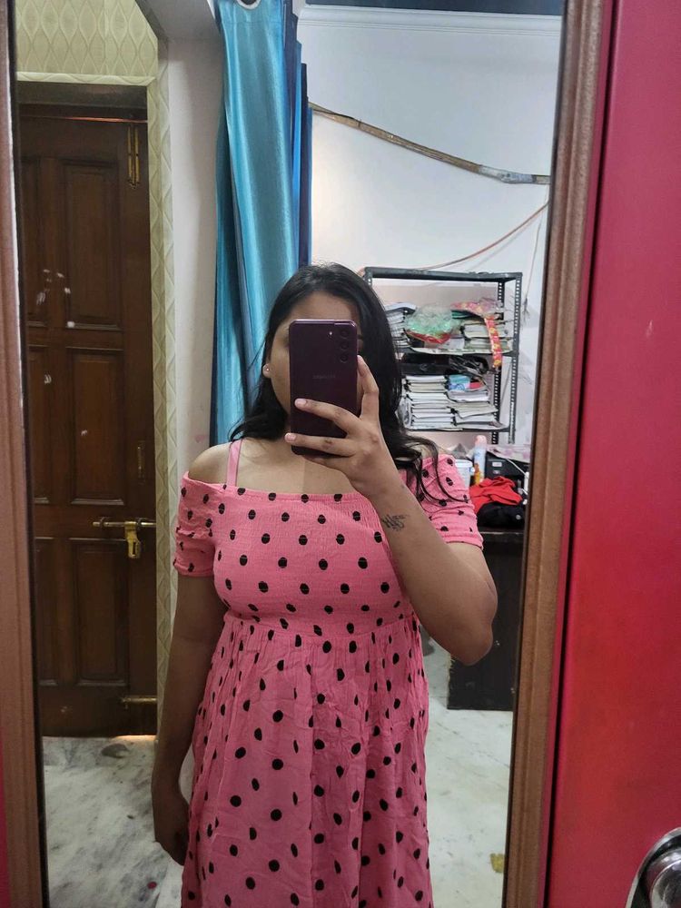 Beautiful Off shoulder Polka Dot Dress