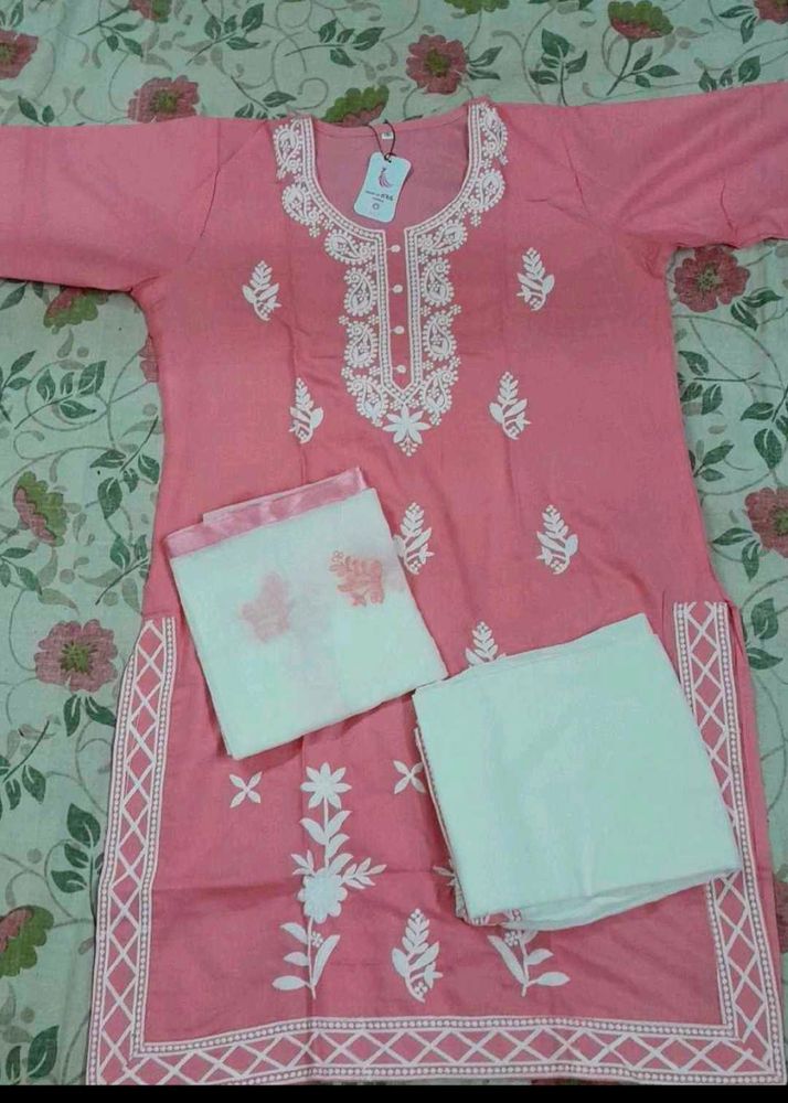 embroidered kurti pant set